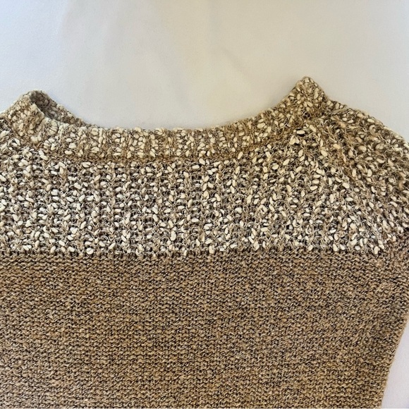 Fate Chunky Knit Crew Neck Sweater in Cream and Tan Size Small - Picture 2 of 6